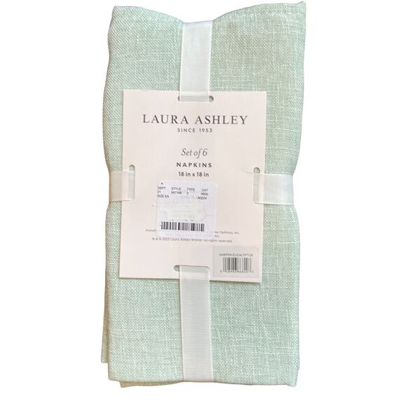 LAURA ASHLEY Spring Chic Mint Green Textured 18X18 Cloth Napkins Set of 6 NEW - Picture 6 of 9